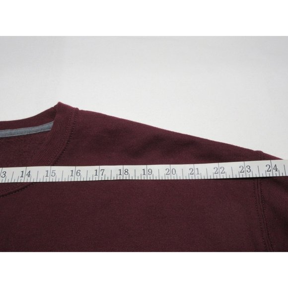 Fruit of‎ the Loom burgundy crew neck fleece pullover sweatshirt - Picture 10 of 11